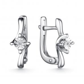 Серебряные серьги АЛЬКОР с бриллиантом 02-4137/000Б-00 фото