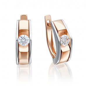 Серьги из комбинированного золота Platina с бриллиантом 02-4138-00-101-1111-30 фото