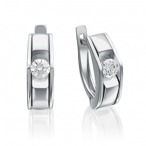 Серьги из белого золота Platina с фианитом 02-4138-00-401-1120 фото