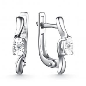 Серебряные серьги АЛЬКОР с бриллиантом 02-4138/000Б-00 фото