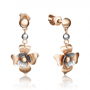 Серьги из комбинированного золота Platina 02-4139-00-000-1111-65 фото