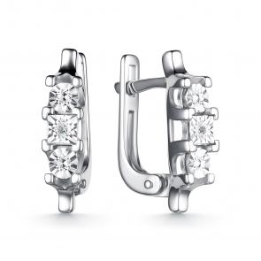 Серебряные серьги АЛЬКОР с бриллиантом 02-4139/000Б-00 фото
