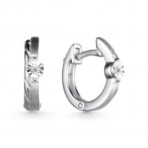 Серебряные серьги АЛЬКОР с бриллиантом 02-4140/000Б-00 фото