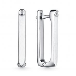 Серебряные серьги АЛЬКОР с бриллиантом 02-4142/000Б-00 фото