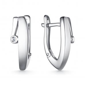 Серебряные серьги АЛЬКОР с бриллиантом 02-4143/000Б-00 фото