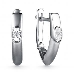 Серебряные серьги АЛЬКОР с бриллиантом 02-4144/000Б-00 фото