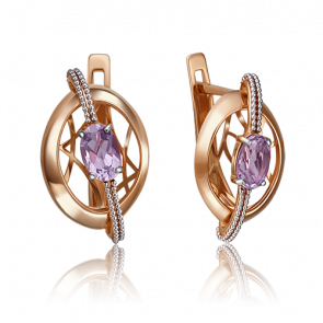 Золотые серьги Platina с аметистом 02-4146-01-203-1110-57 фото