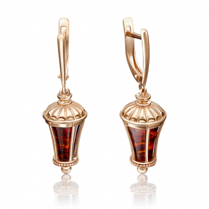 Золотые серьги Platina с янтарём 02-4147-01-271-1110-46 фото