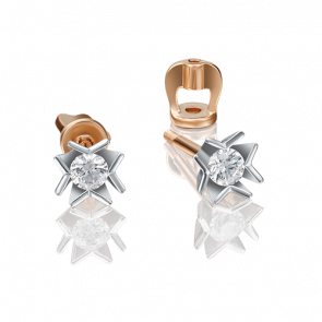 Серьги из комбинированного золота Platina с бриллиантом 02-4162-00-101-1111-30 фото