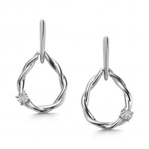 Серебряные серьги АЛЬКОР с бриллиантом 02-4162/000Б-00 фото