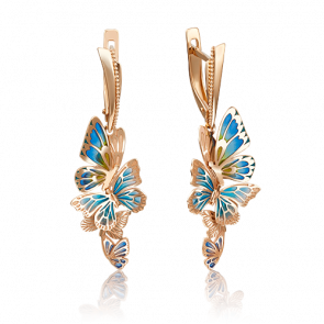 Золотые серьги Platina с витражной эмалью 02-4163-00-000-1110-48 фото