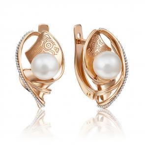 Золотые серьги Platina с жемчугом 02-4164-00-301-1110-31 фото