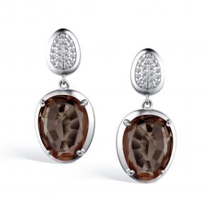 Серебряные серьги АЛЬКОР с фианитом и ювелирным кристаллом 02-4166/ЮСРТ-00 фото