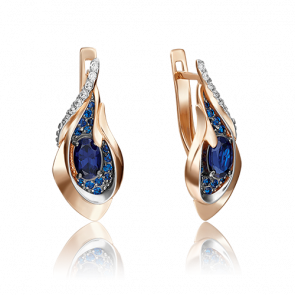 Золотые серьги Platina с бриллиантом и сапфиром 02-4168-00-105-1110-30 фото