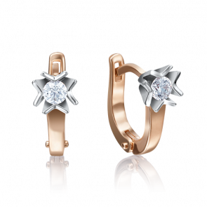 Серьги из комбинированного золота Platina с бриллиантом 02-4169-00-101-1111-30 фото