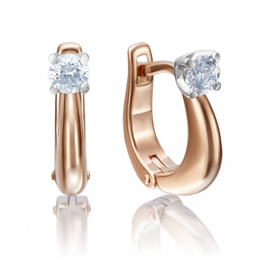 Золотые серьги Platina с бриллиантом 02-4174-00-101-1110-30 фото