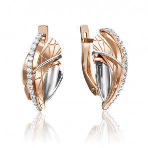 Серьги из комбинированного золота Platina с фианитом 02-4177-00-401-1111-66 фото