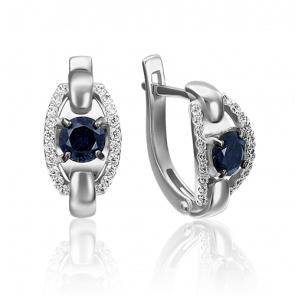 Серьги из белого золота Platina с бриллиантом и сапфиром 02-4179-00-105-1120-30 фото