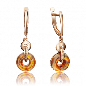 Золотые серьги Platina с янтарём 02-4182-00-271-1110-46 фото