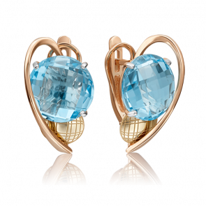 Серьги из комбинированного золота Platina с топазом 02-4183-00-201-1113-46 фото