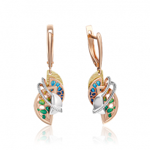 Серьги из комбинированного золота Platina с эмалью 02-4185-00-000-1140-66 фото
