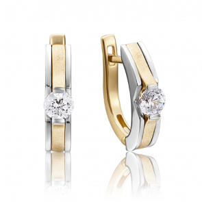 Серьги из комбинированного золота Platina с фианитом 02-4188-00-501-1121-38 фото