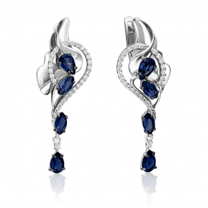 Серьги из белого золота Platina с бриллиантом и сапфиром 02-4189-00-105-1120-30 фото