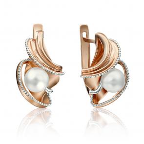 Золотые серьги Platina с жемчугом 02-4195-00-301-1110-31 фото