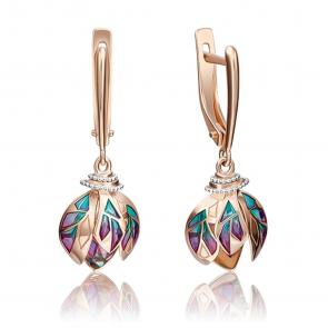 Золотые серьги Platina с витражной эмалью 02-4196-00-000-1110-48 фото