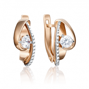 Золотые серьги Platina с фианитом 02-4203-00-501-1110-67 фото