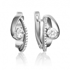 Серьги из белого золота Platina с фианитом 02-4203-00-501-1120-67 фото