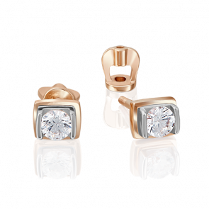 Серьги из комбинированного золота Platina с фианитом 02-4204-00-501-1111-38 фото