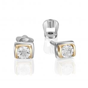 Серьги из комбинированного золота Platina с фианитом 02-4204-00-501-1121-38 фото