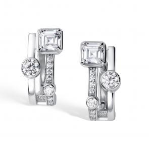 Серебряные серьги АЛЬКОР с фианитом 02-4204/00СВ-00 фото