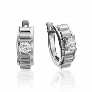Серьги из белого золота Platina с бриллиантом 02-4206-00-101-1120-30 фото