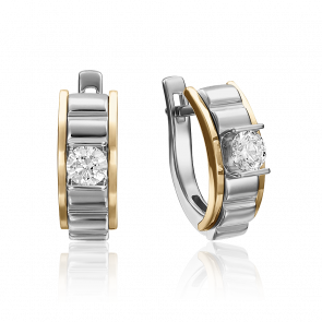 Серьги из комбинированного золота Platina с бриллиантом 02-4206-00-101-1121-30 фото