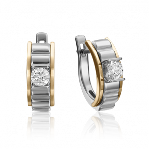 Серьги из комбинированного золота Platina с фианитом 02-4206-00-501-1121-38 фото