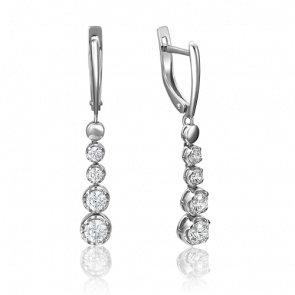 Серьги из белого золота Platina с фианитом 02-4208-00-501-1120-38 фото