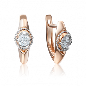 Серьги из комбинированного золота Platina с бриллиантом 02-4215-00-101-1111-30 фото