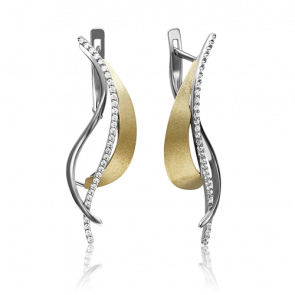 Серьги из комбинированного золота Platina с бриллиантом 02-4216-00-101-1121-30 фото