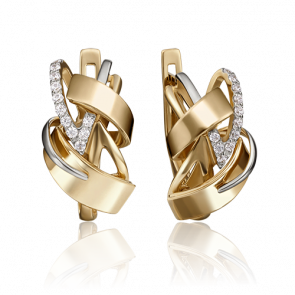 Серьги из комбинированного золота Platina с фианитом 02-4219-00-401-1121-65 фото