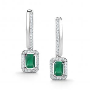 Серебряные серьги АЛЬКОР с фианитом и агатом 02-4219/00АГ-00 фото