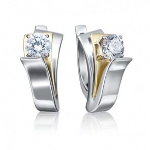 Серьги из комбинированного золота Platina с бриллиантом 02-4221-00-101-1121-30 фото