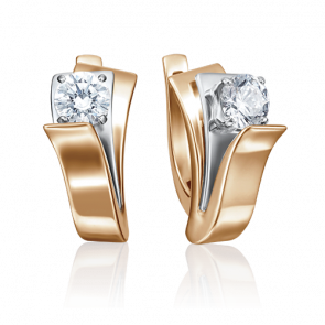 Серьги из комбинированного золота Platina с фианитом 02-4221-00-501-1111-67 фото