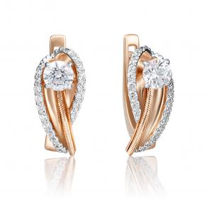 Серьги из комбинированного золота Platina с фианитом 02-4224-00-501-1111-67 фото