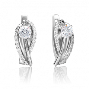 Серьги из белого золота Platina с фианитом 02-4224-00-501-1120-67 фото