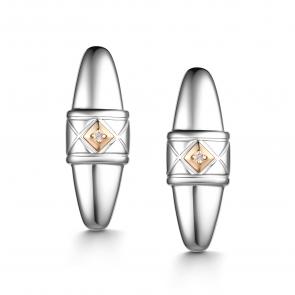 Серебряные серьги АЛЬКОР с золотой накладкой и бриллиантом 02-4224/000Б-00 фото