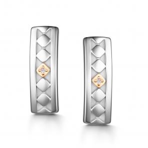 Серебряные серьги АЛЬКОР с золотой накладкой и бриллиантом 02-4225/000Б-00 фото