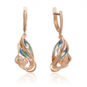 Серьги из комбинированного золота Platina с витражной эмалью 02-4226-00-000-1113-48 фото