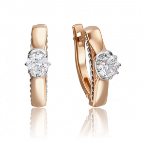 Серьги из комбинированного золота Platina с бриллиантом 02-4227-00-101-1111-30 фото